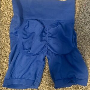 Blue High-Waisted Biker Shorts